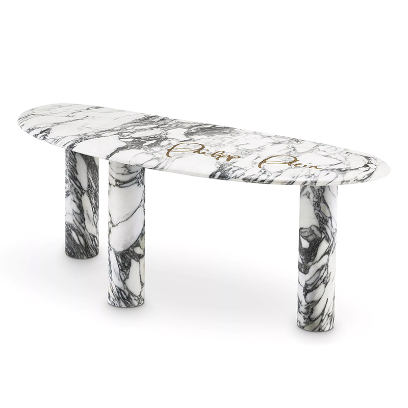 Консоль Philipp Plein Console Table Forte Белый Мрамор Bianco Золотой в Уфе | Loft Concept 