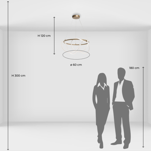 Люстра подвесная круглая золотого цвета с белыми изогнутыми световыми линиями Luke Lampco Tracer Lamp в Уфе