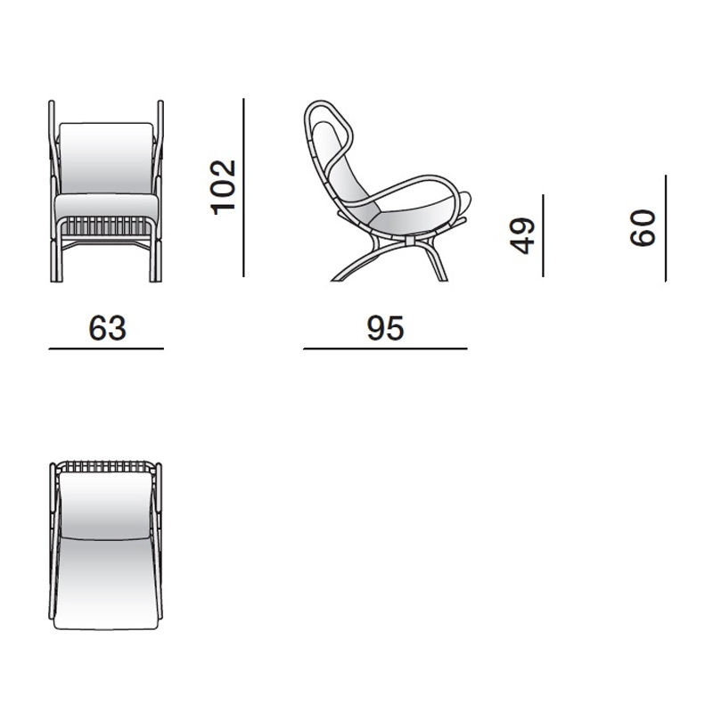 Дизайнерское кресло из ротанга Gio Ponti CONTINUUM D.163.7 BY BONACINA 1889 Armchair в Уфе