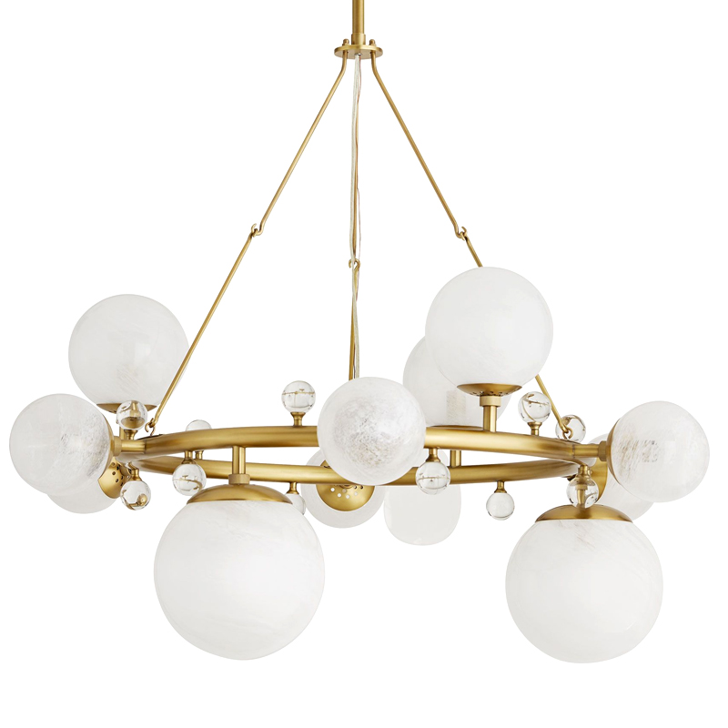 Люстра Arteriors TROON ROUND CHANDELIER Золотой Белый в Уфе | Loft Concept 