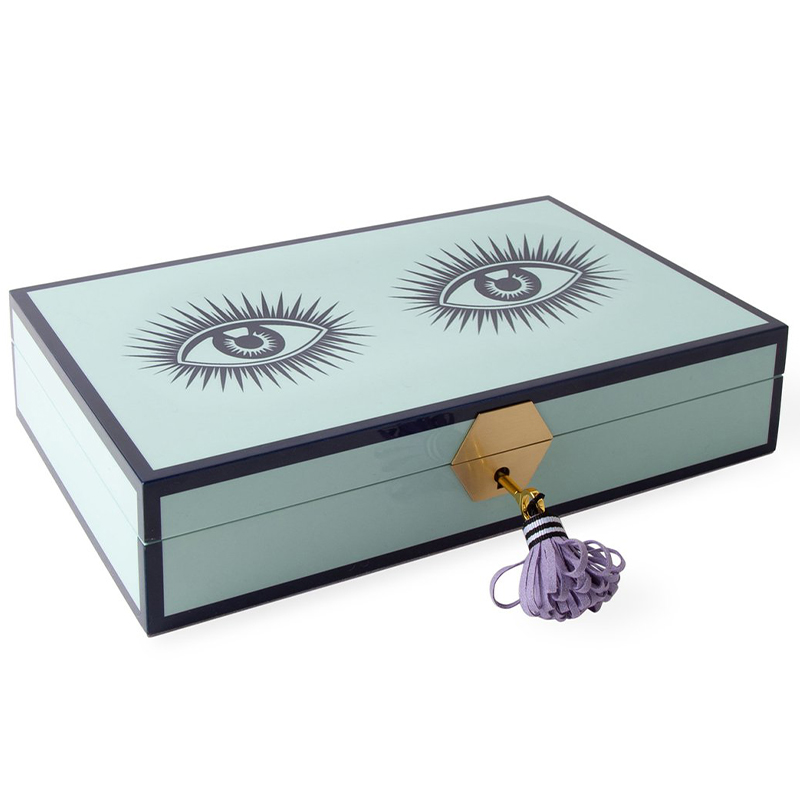 Шкатулка LE WINK LACQUER JEWELRY BOX  Jonathan Adler Мятный Сиреневый Темно-синий в Уфе | Loft Concept 