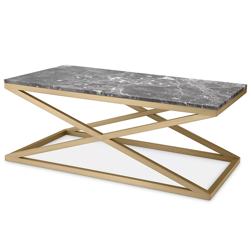 Кофейный стол Eichholtz Coffee Table Criss Cross Латунь Серый в Уфе | Loft Concept 