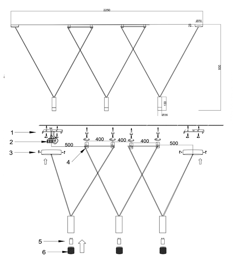 Wireflow LED White Suspension lam 3 патрона в Уфе