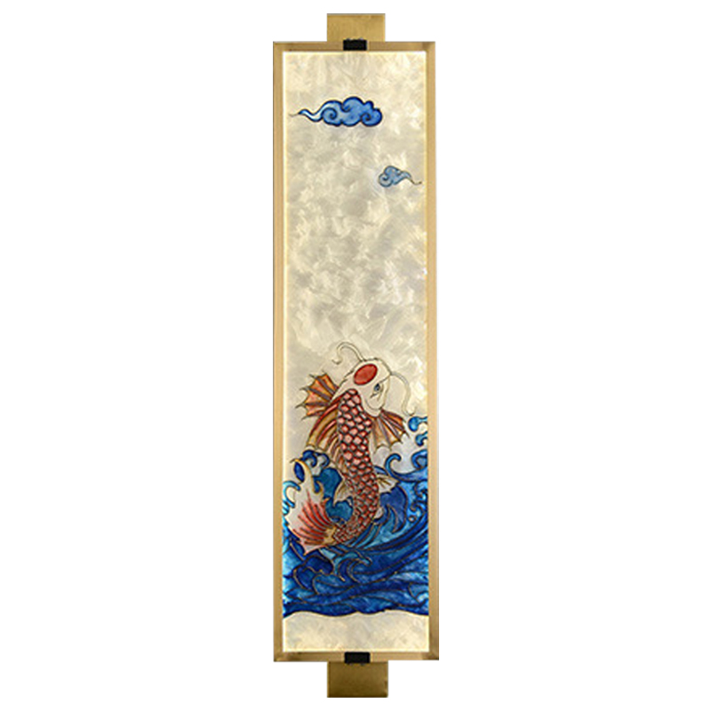 Настенный светильник Red Fish Oriental Scenes Wall Lamp Мульти Золотой Синий Красный в Уфе | Loft Concept 