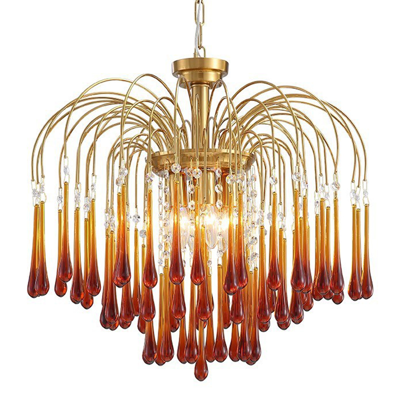 Дизайнерская люстра Amber Drops Chandelier Золотой Янтарный в Уфе | Loft Concept 