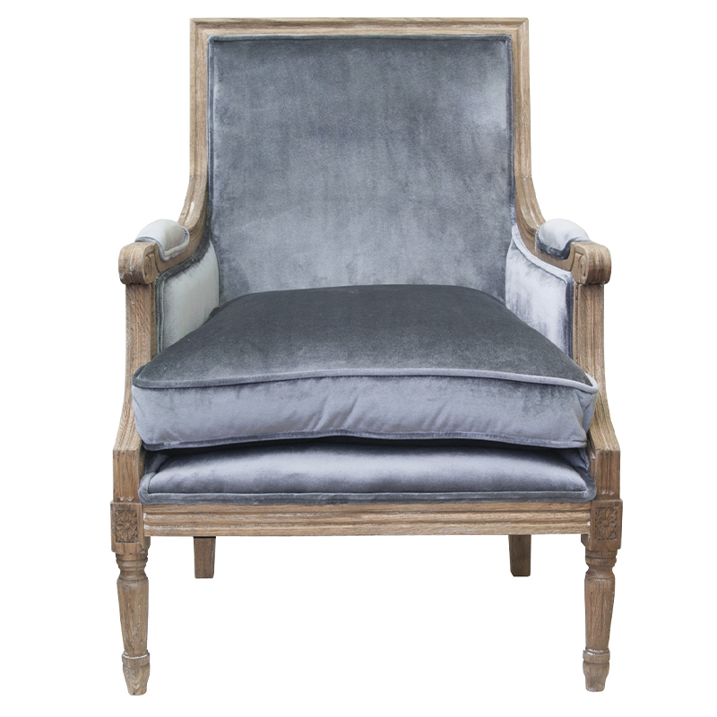 Кресло William Classical Armchair grey velvet Серый Коричневый в Уфе | Loft Concept 