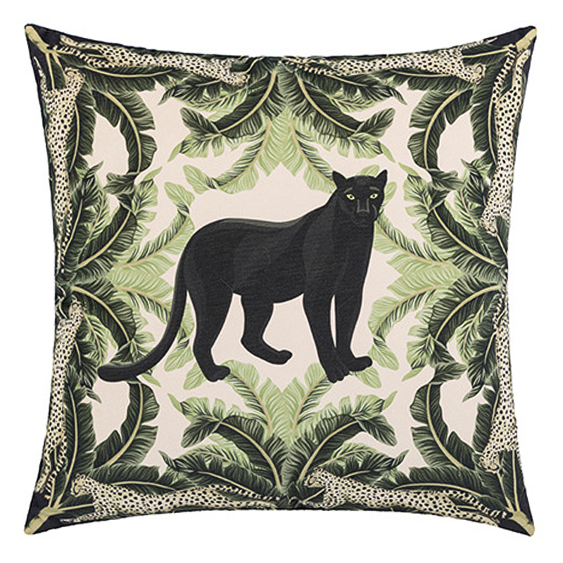 Декоративная подушка Черная Пантера Black Panther Cushion Бежевый Черный Зеленый в Уфе | Loft Concept 