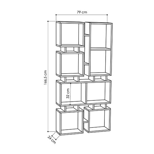 Стеллаж прямой цвета древесины с 8-ю открытыми полками RAIL BOOKCASE NO.1 OAK в Уфе