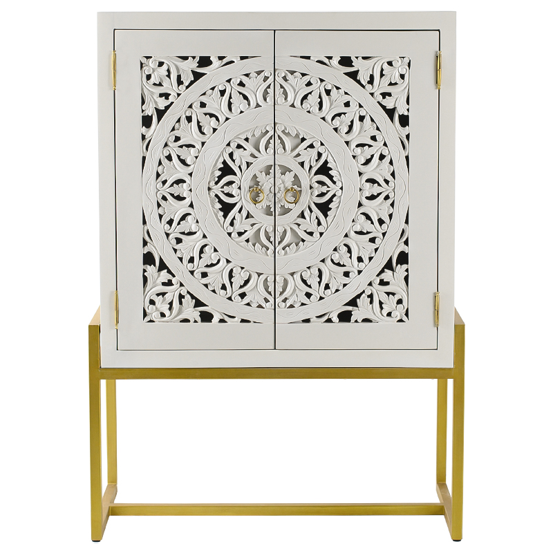 Буфет с резными дверцами Ceara Lace Cabinet Белый Золотой в Уфе | Loft Concept 