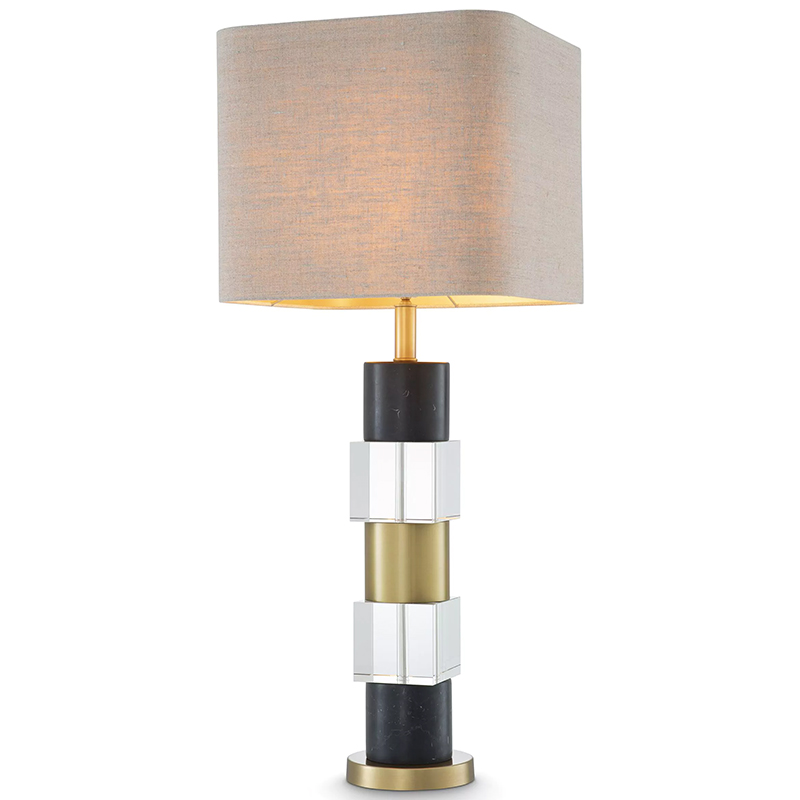 Настольная лампа Eichholtz Table Lamp Black Marble Черный Латунь Прозрачное Стекло Бежево-серый в Уфе | Loft Concept 