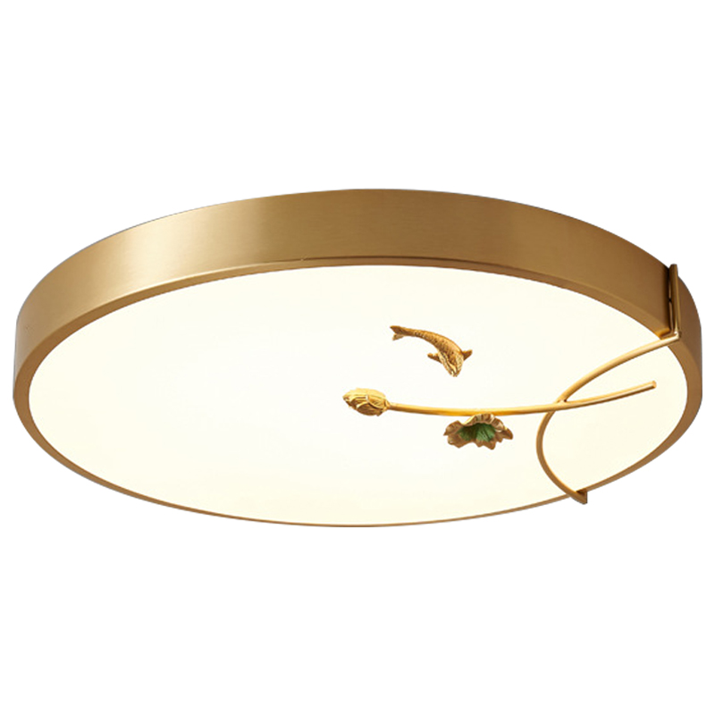 Круглый потолочный светильник Gold Fish Round Ceiling Lamp Золотой Золотой Белый Зеленый в Уфе | Loft Concept 