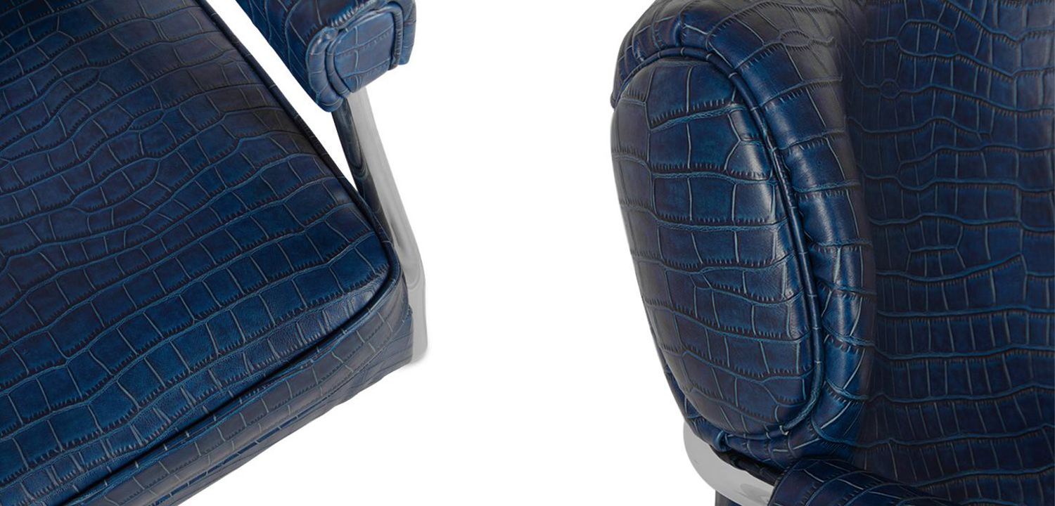 Кресло Eggert Armchair blue leather - фото №1