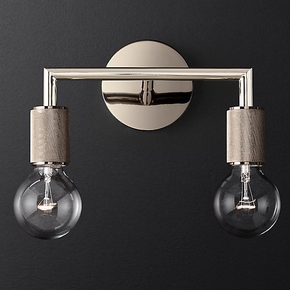 Бра RH Utilitaire Double Sconce Silver Никель в Уфе | Loft Concept 