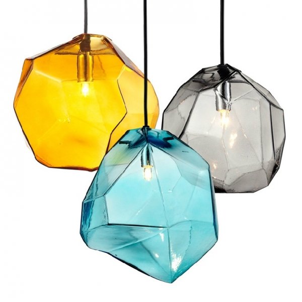 Подвесной светильник Color Ice Cube Pendant Янтарь (Amber) Светло-голубой Серый (Gray) в Уфе | Loft Concept 