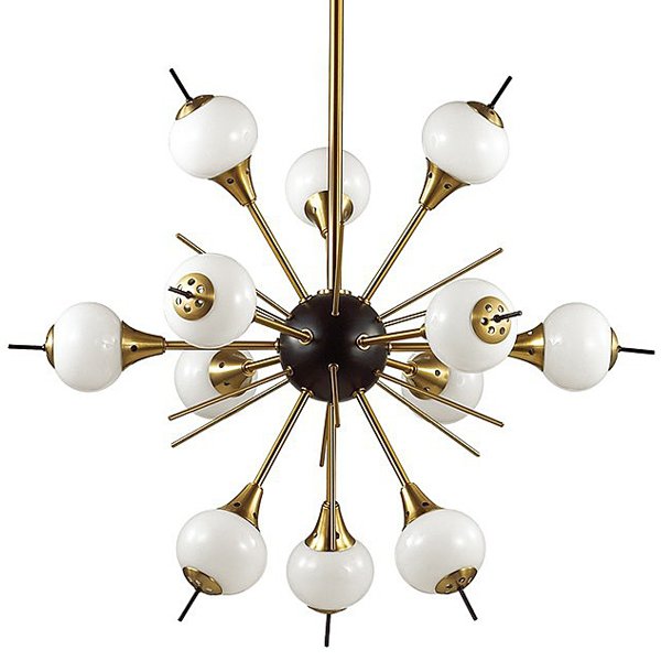 White Glass Globes Sputnik Chandelier Бронза Белый в Уфе | Loft Concept 