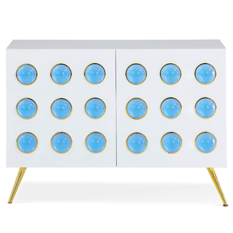 Буфет Jonathan Adler Globo Lucite Cabochon Cabinet Белый Золотой Голубой в Уфе | Loft Concept 