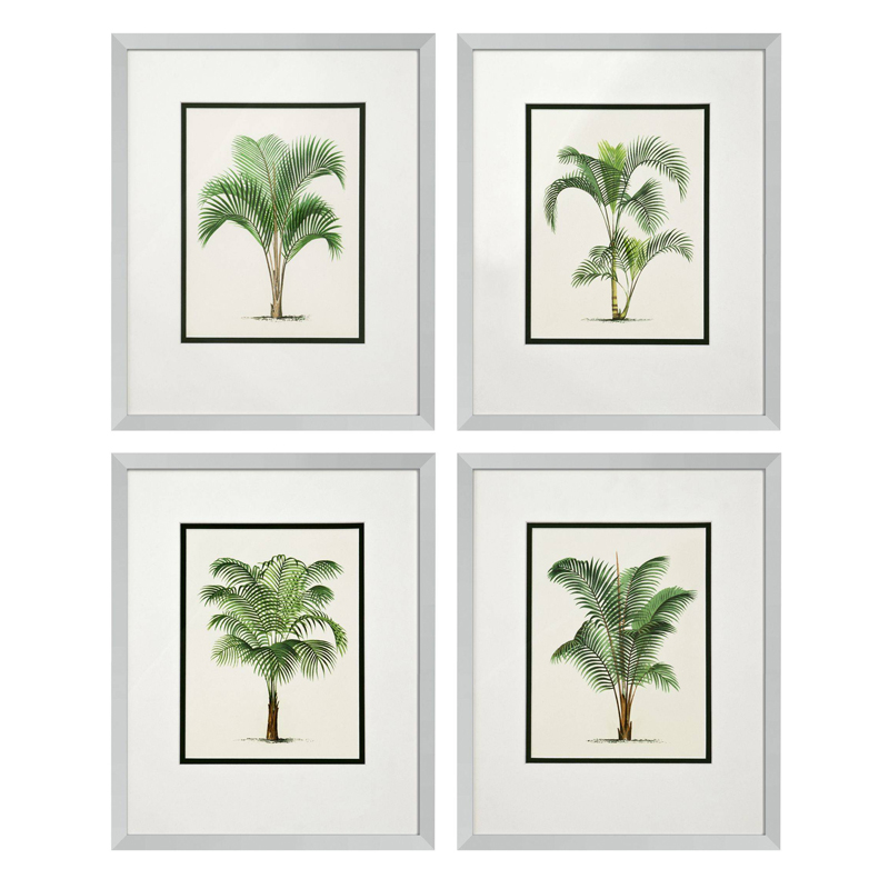 Комплект постеров Eichholtz Prints Palms set of 4 Белый Зеленый Серебряный в Уфе | Loft Concept 