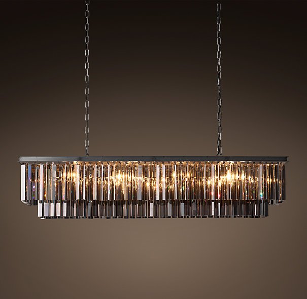 Люстра RH 1920s Odeon Smoke Glass Fringe Black iron 125 Черный в Уфе | Loft Concept 