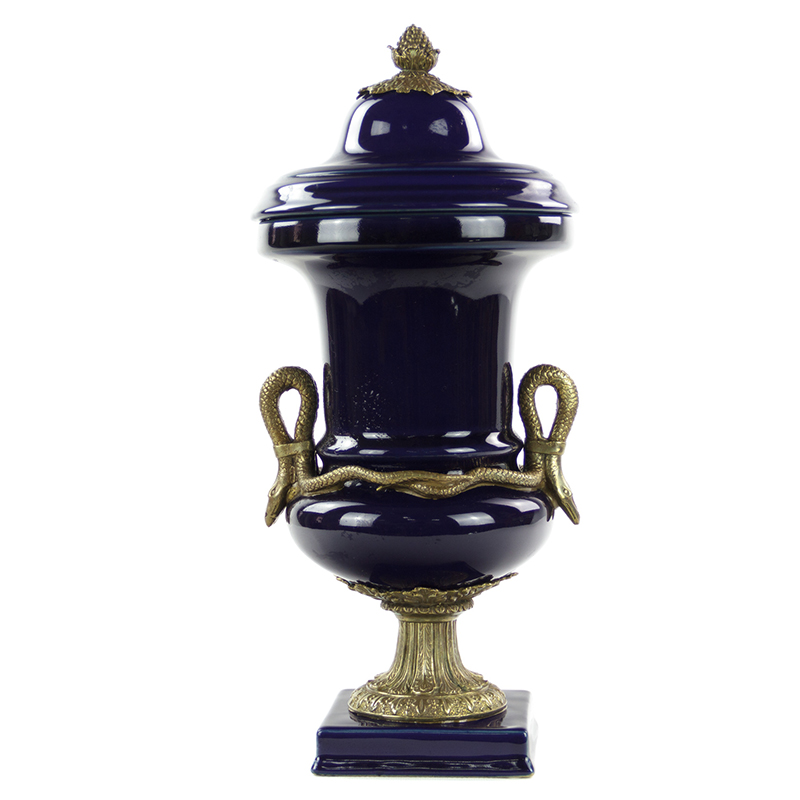 Ваза Selenia Blue Vase Bronze Serpents Синий Бронза в Уфе | Loft Concept 