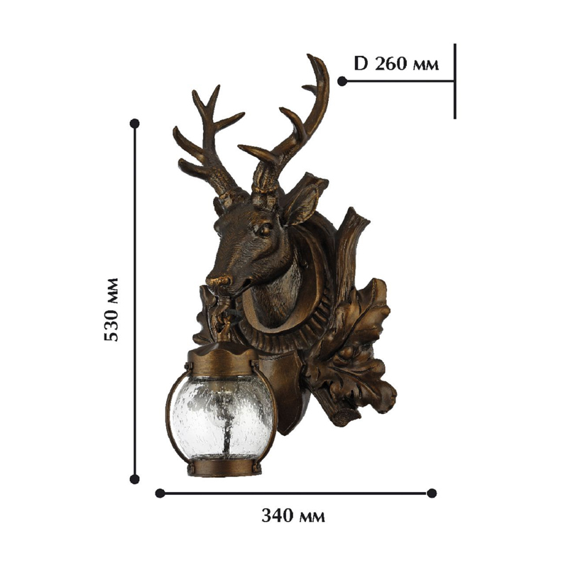 Темно-коричневый уличный светильник с головой оленя ANIMAL LANTERN в Уфе