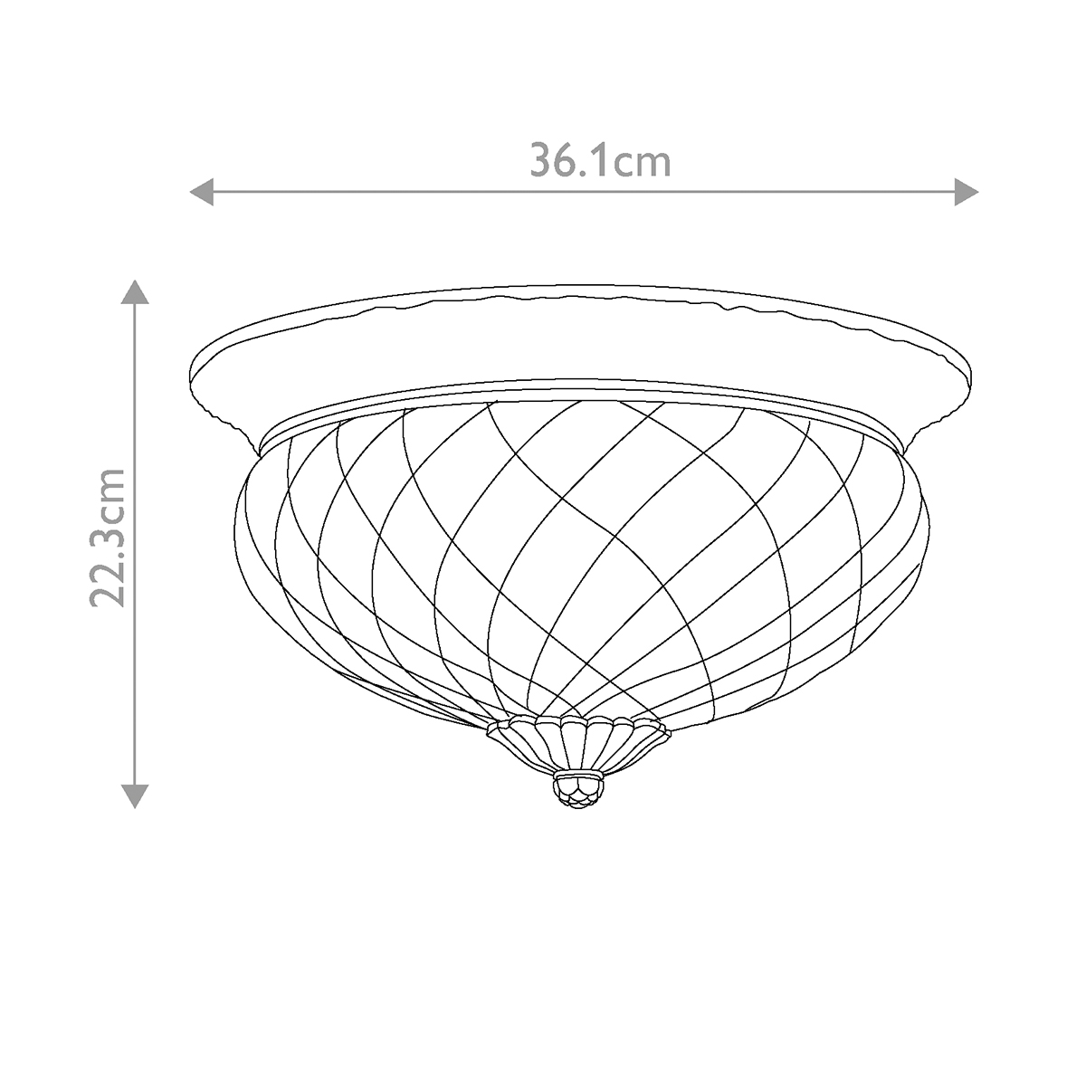 Потолочный светильник цвета латунь с прозрачным рифленым плафоном в форме чаши Hinkley в Уфе