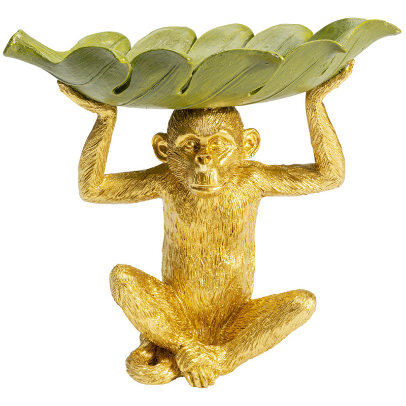 Конфетница Golden Monkey holding a leaf Зеленый Золотой в Уфе | Loft Concept 