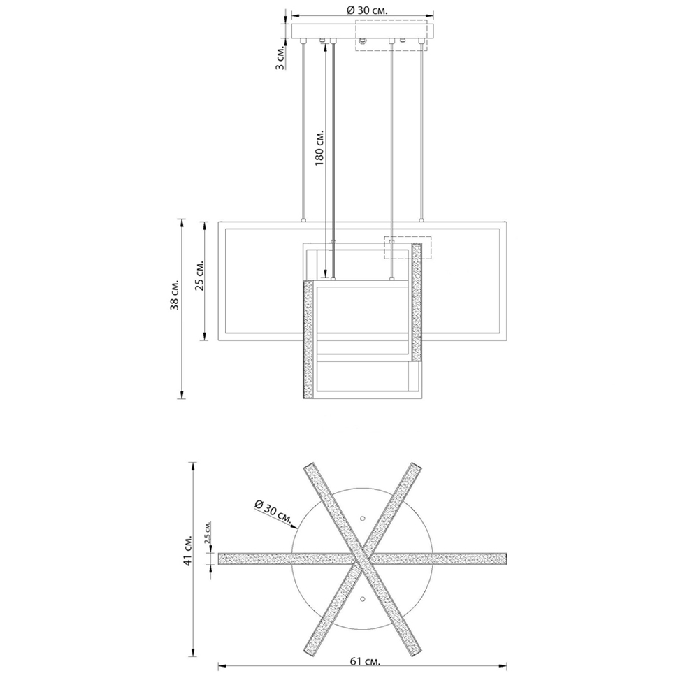 Люстра светодиодная прямоугольная LED Chandelier Rectangular в Уфе