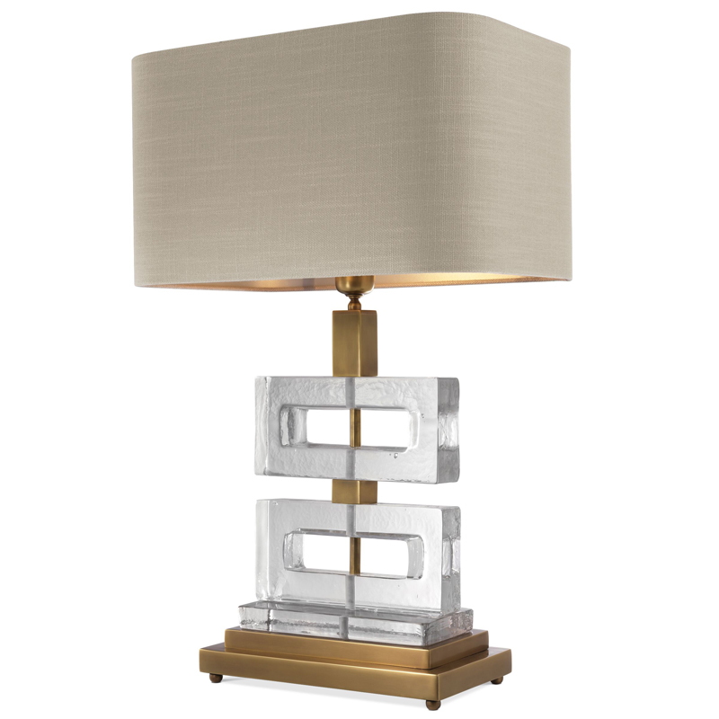 Настольная лампа Eichholtz Table Lamp Umbria Brass Прозрачный Винтажная латунь Бежево-серый в Уфе | Loft Concept 