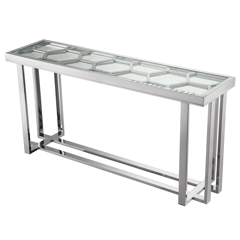 Консоль Philipp Plein Console Table Skeleton Chrome Хром Прозрачное Стекло в Уфе | Loft Concept 