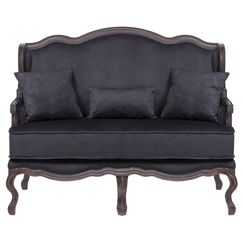 Диван двухместный George Grand Seating black velour Черный Коричневый в Уфе | Loft Concept 