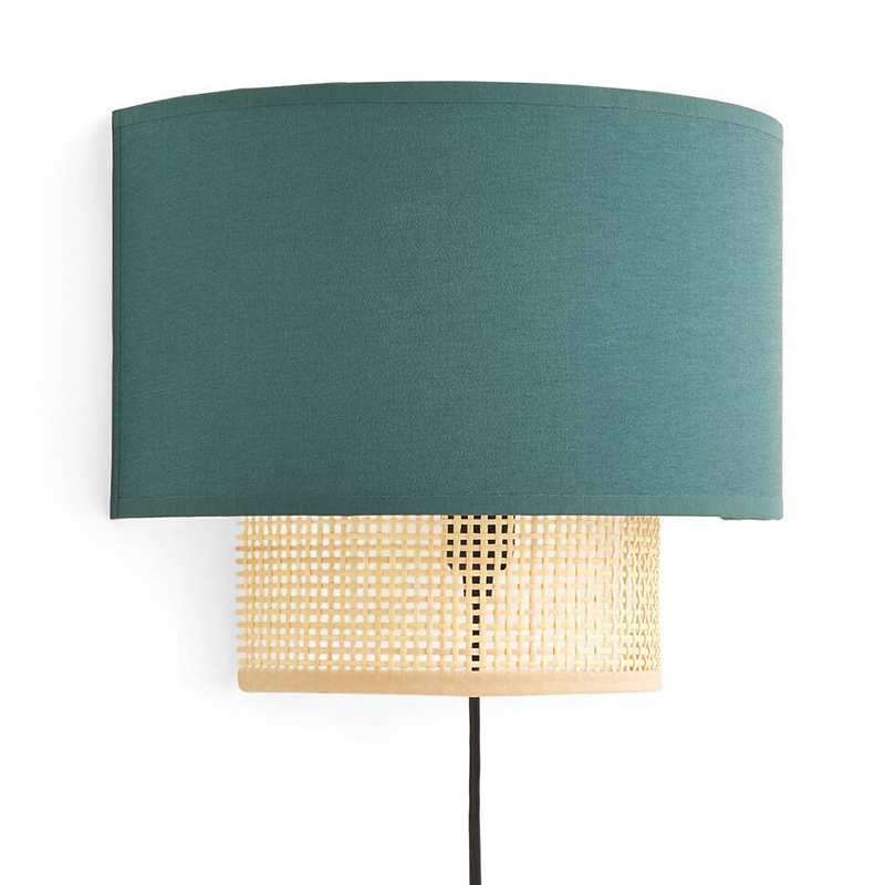 Бра Ottar Wicker Turquoise lampshade Бежевый Бирюзовый в Уфе | Loft Concept 