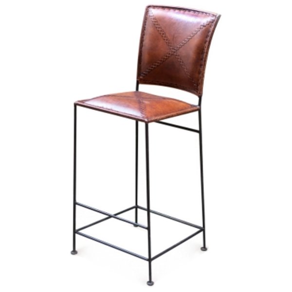 Барный стул Loft Bar stool leather brown Коричневый винтаж Черный в Уфе | Loft Concept 