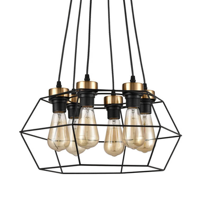 Люстра Loft Wire Cage Black lamp 6 Черный в Уфе | Loft Concept 