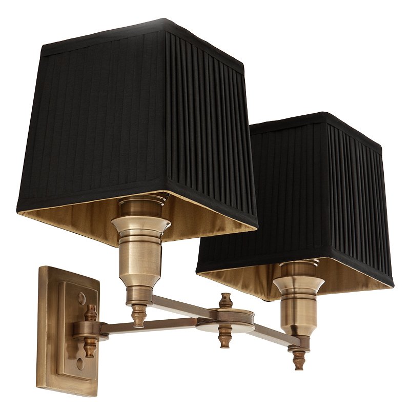 Бра Wall Lamp Lexington Double Brass+Black Латунь Античная полированная Черный в Уфе | Loft Concept 