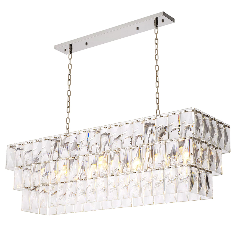 Люстра Eichholtz Chandelier Amazone Rectangular Silver Серебряный Прозрачное Стекло в Уфе | Loft Concept 