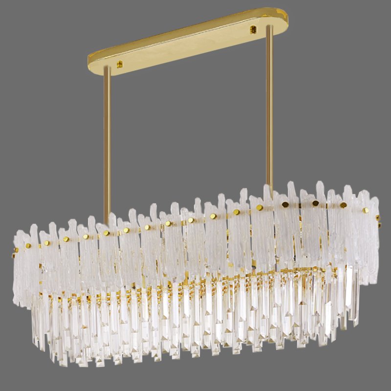 Люстра Murano Glass ICE Chandelier Rectangle Золотой Белый Прозрачное Стекло в Уфе | Loft Concept 