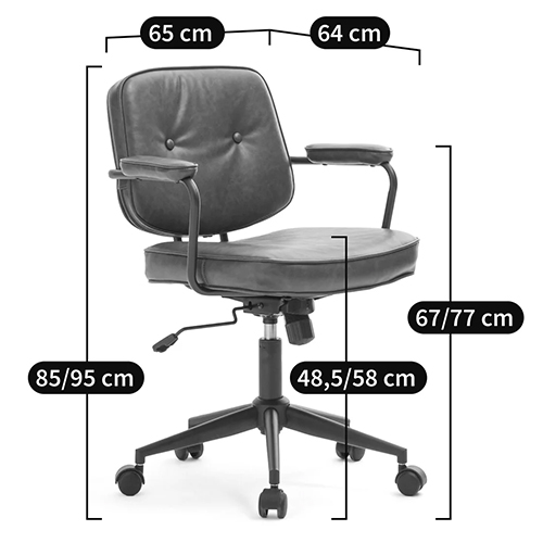 Офисное кресло в винтажном стиле на колёсах Glenn Dark Grey Chair в Уфе