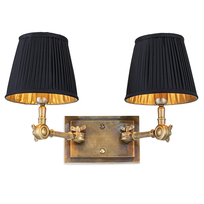 Бра Eichholtz Wall Lamp Wentworth Double Brass Винтажная латунь Черный в Уфе | Loft Concept 