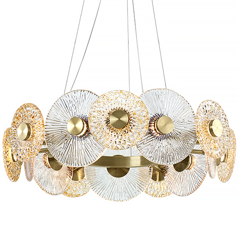 Люстра Clear and Amber Discs Chandelier Латунь Прозрачный Янтарь (Amber) в Уфе | Loft Concept 