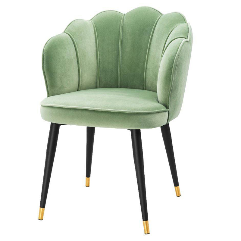 Стул Eichholtz Dining Chair Bristol pistache green Зеленый шалфей Черный Латунь в Уфе | Loft Concept 