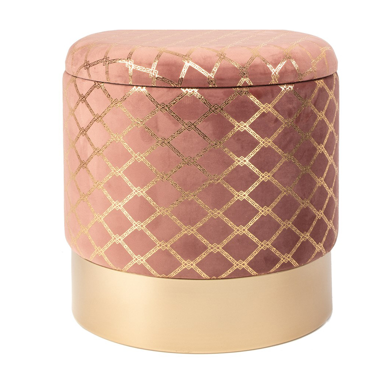 Пуф PUF Upholstery Gold Mesh розовый Розовый (Rose) Золотой в Уфе | Loft Concept 