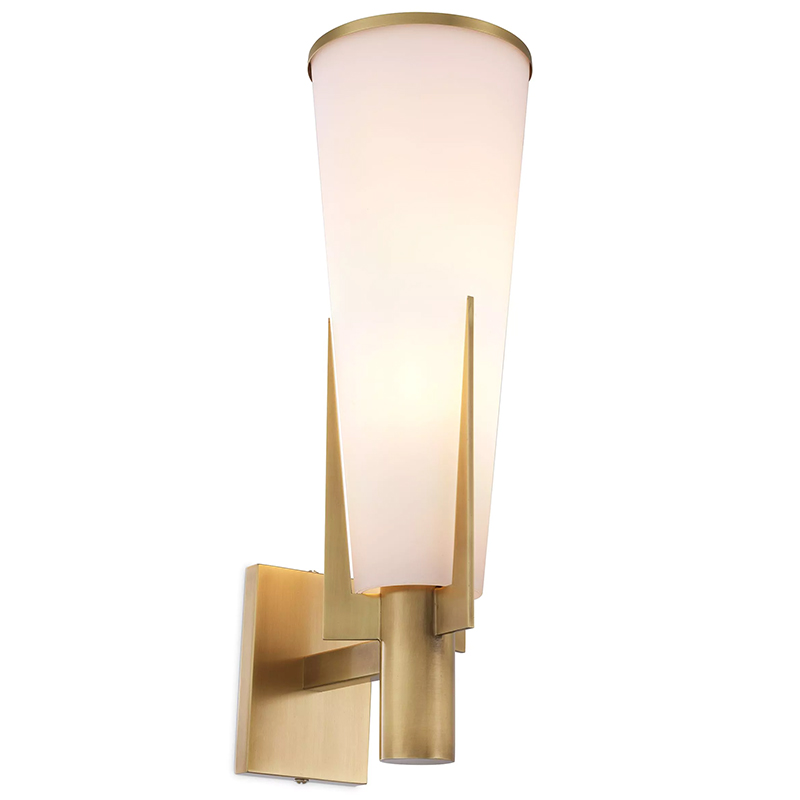 Бра Eichholtz Wall Lamp Dino Brass Латунь Белое матовое стекло в Уфе | Loft Concept 