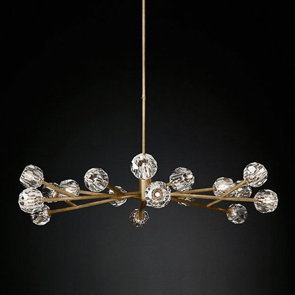 Люстра RH Boule De Cristal Round Chandelier 48 Латунь Черный в Уфе | Loft Concept 