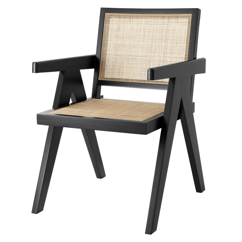 Стул Eichholtz Dining Chair Aristide black Черный Бежевый в Уфе | Loft Concept 