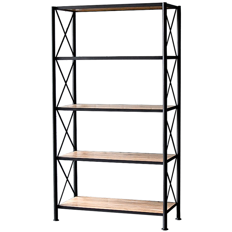 Стеллаж Buckley Industrial Metal Rust Rack Черный Древесина в Уфе | Loft Concept 