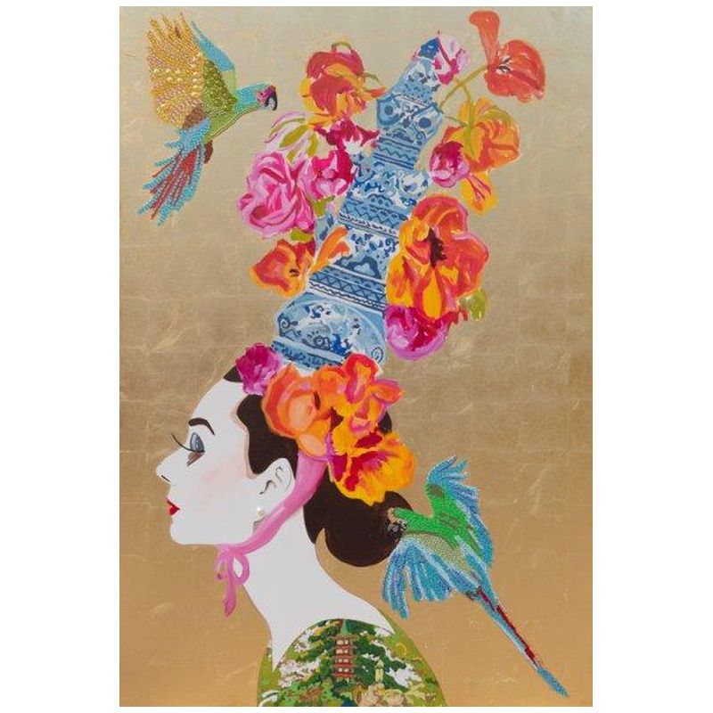 Картина “Audrey with Ming Pagoda Headdress and Parrots” Мульти в Уфе | Loft Concept 