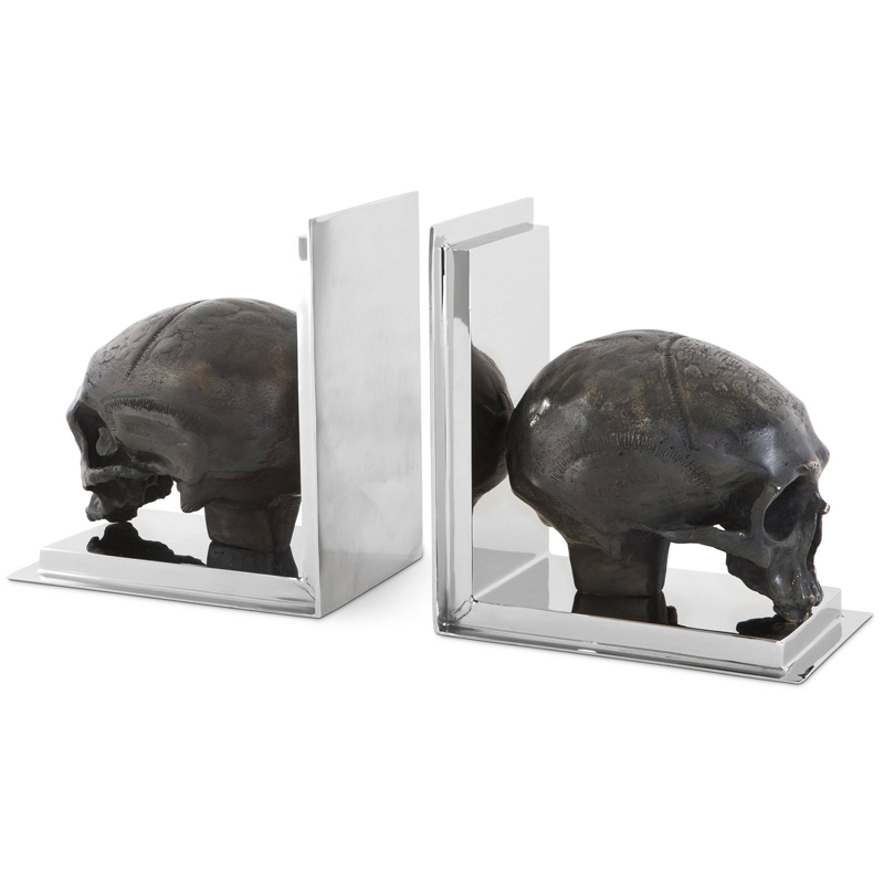 Держатель для книг Eichholtz Bookend Skull set of 2 Никель Винтажная латунь в Уфе | Loft Concept 