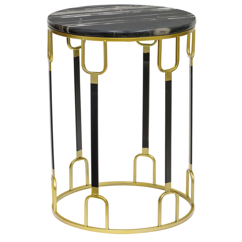 Приставной стол Dorius Side Table black marble high Латунь Черный Черный Мрамор Nero в Уфе | Loft Concept 