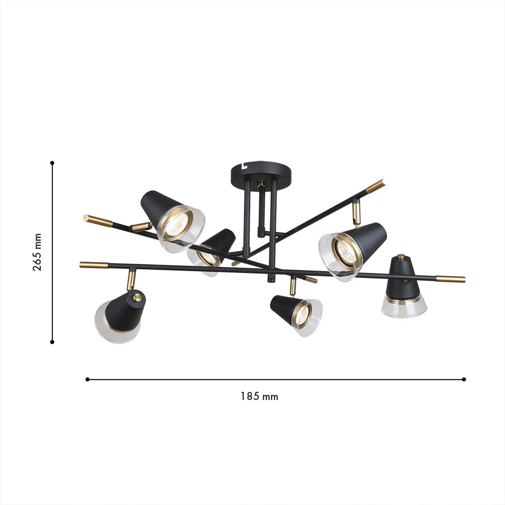 Потолочный светильник с конусообразными плафонами с контрастным сочетанием бронзы и глубоким черным цветом Aurika в Уфе