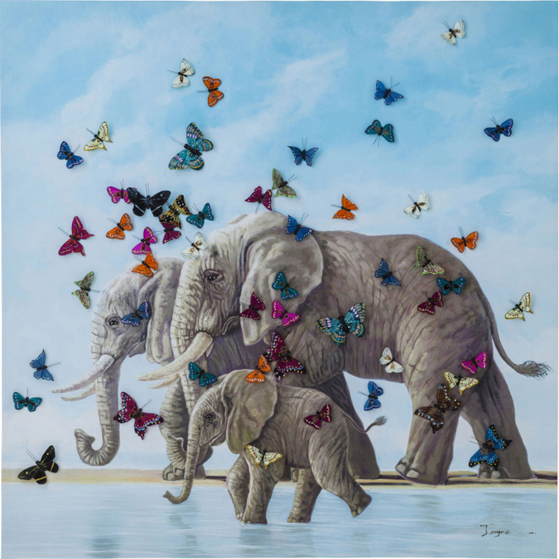 Картина Elephants with Butterflies painting  Мульти в Уфе | Loft Concept 